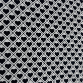 Quilted Black Hearts on White Background Stof 100% Cotton Fabric WOF 110cm-112cm